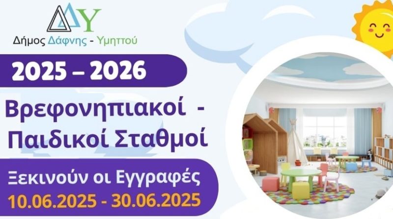  Εγγραφή βρεφών & νηπίων στους Σταθμούς για το έτος 2025 – 2026